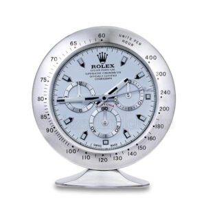 Daytona Table Clock – Sliver White