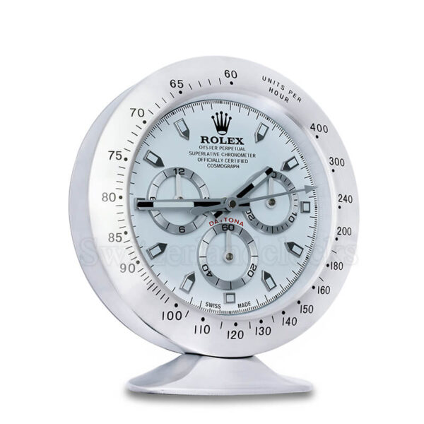 Daytona Table Clock – Sliver White - Image 2