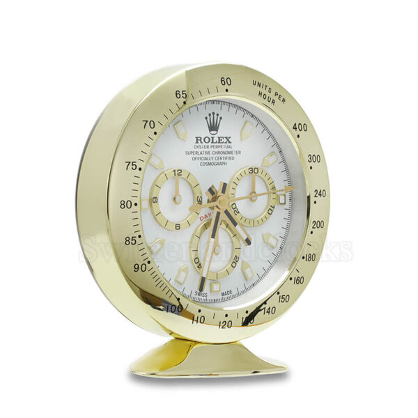 Daytona Table Clock – Gold White - Image 2