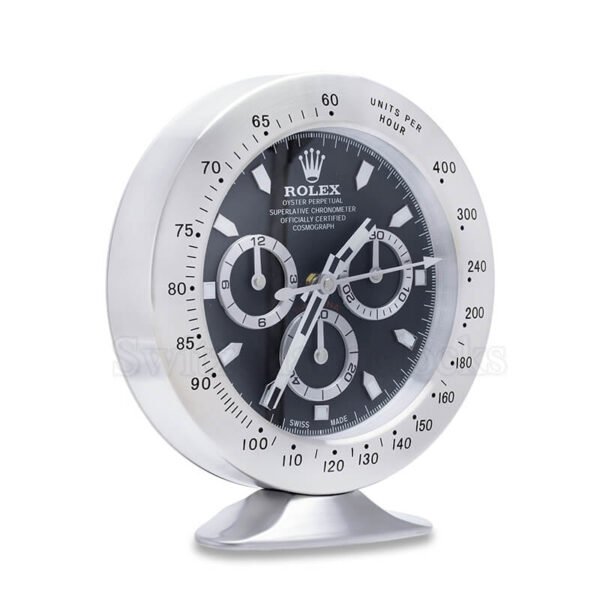Daytona Table Clock – Sliver Black - Image 2